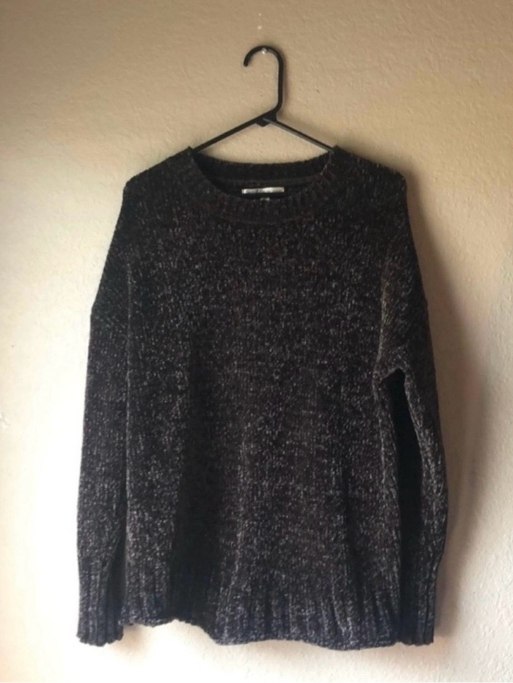 Seven7 Sweater Women’s Black Crew Neck Casual Classic Soft Preppy Knit Large